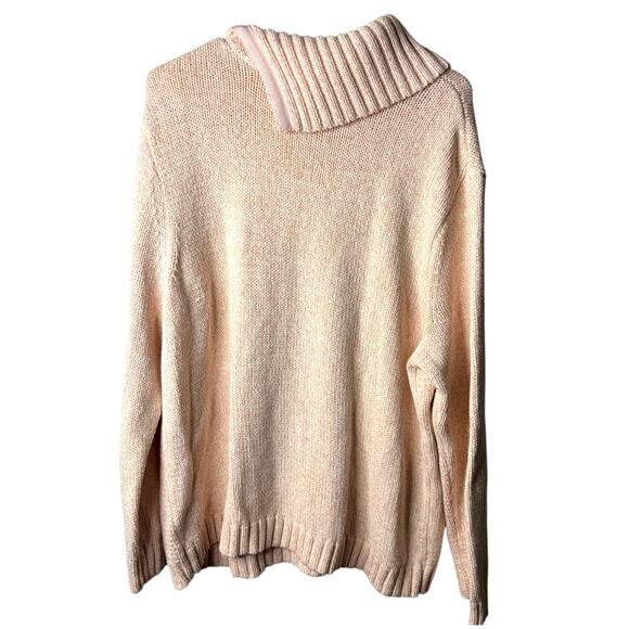 Chaps Cozy Funnel Neck Sweater Plus 3XL Pink Cream Button Shoulder Classic Style - Picture 4 of 9